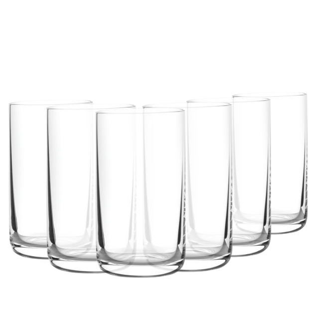 Set of six 60ml Finesse shot glasses by Glassware UK, clear glass with smooth rim and elegant design, perfect for spirits.