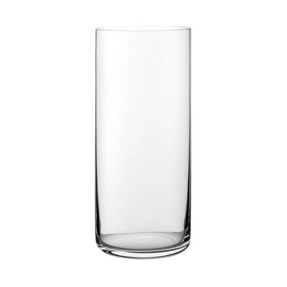 Set of six Finesse highball glasses by Glassware UK, 450ml whisky tumblers with clear glass and simple design.