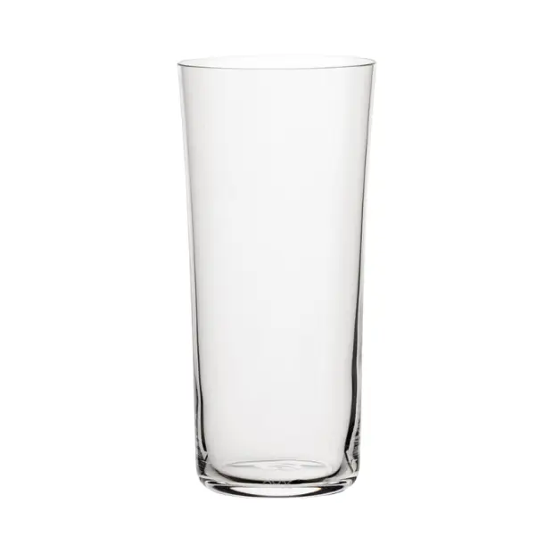 Set of six Glassware UK Savage highball glasses, 330ml whisky tumblers with clear glass and simple design.