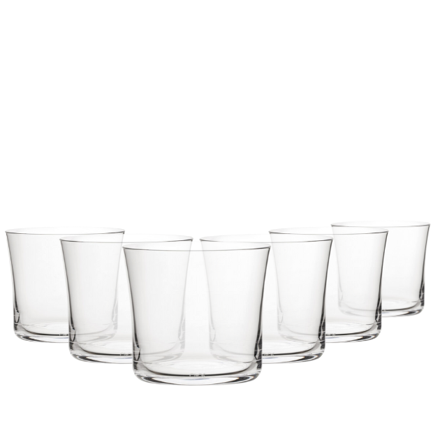 Set of six Glassware UK Savage lowball whisky tumblers, 290ml, clear glass with a sturdy design for enjoying spirits.