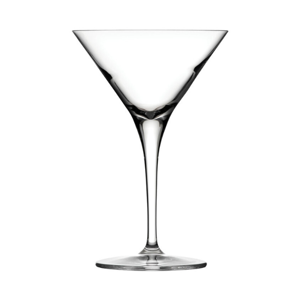 Set of six Reserva Martini cocktail glasses by Glassware UK, 235ml capacity, clear glass with elegant design.