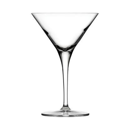 Set of six Reserva Martini cocktail glasses by Glassware UK, 235ml capacity, clear glass with elegant design.