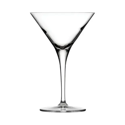 Set of six Reserva Martini cocktail glasses by Glassware UK, 235ml capacity, clear glass with elegant stem design.