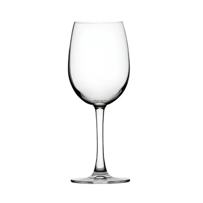 Set of six Glassware UK Reserva wine glasses, 250ml, clear glass with elegant shape, perfect for wine drinking.