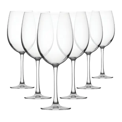 Set of six Reserva Wine Glasses by Glassware UK, 750ml capacity, clear elegant stemware for wine drinking.