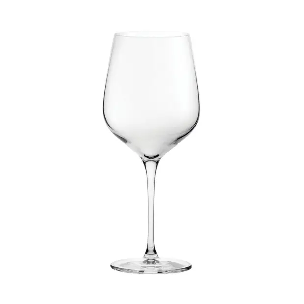 Set of six Glassware UK Refine White Wine Glasses, 320ml, clear crystal with elegant stems, perfect for wine serving.