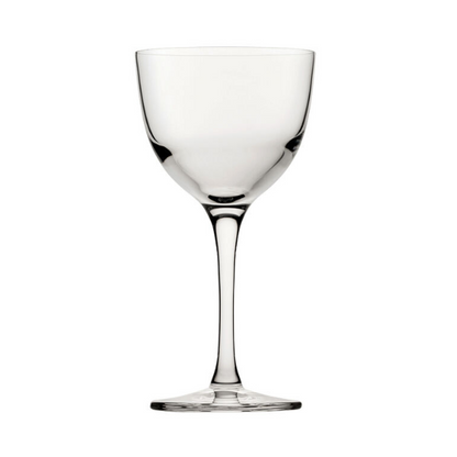 Set of six Refine Nick & Nora wine glasses by Glassware UK, 170ml capacity, clear glass with elegant stem design.