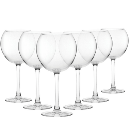 Set of six Reserva Balloon Gin Glasses in 580ml capacity by Glassware UK, featuring large rounded bowls for enhanced gin tasting.