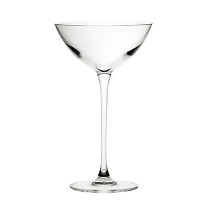 Set of six Savage Coupetini cocktail glasses by Glassware UK, 170ml capacity, clear glass with elegant design.