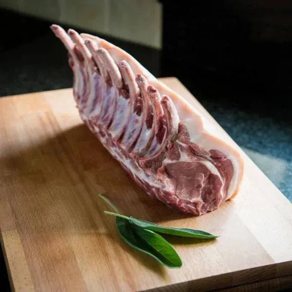 French trimmed loin of pork joint from Primrose Herd, showcasing a neatly prepared pork cut with a clean, trimmed appearance.