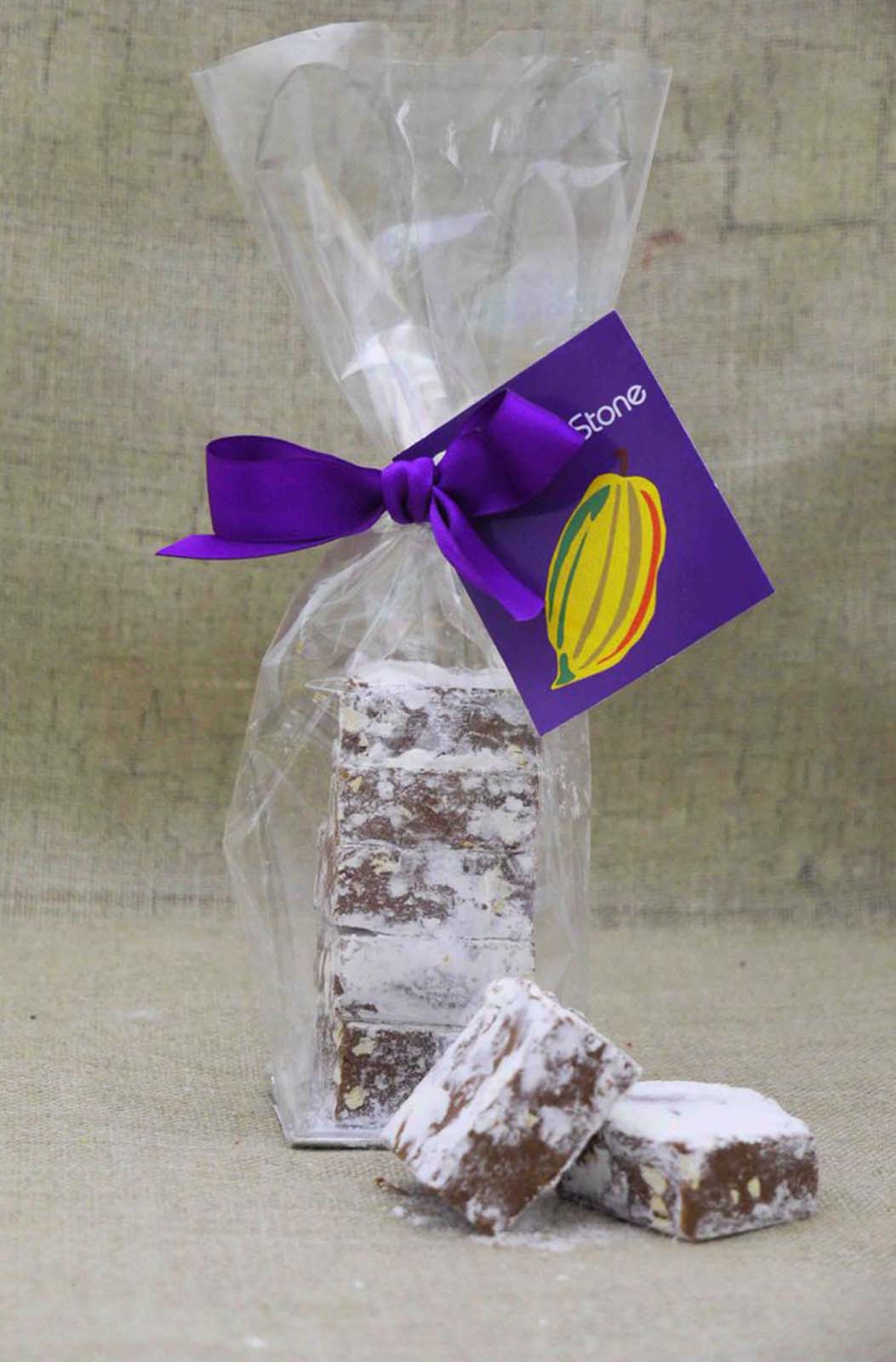 Bag of Gorvett & Stone peanut butter chocolate meltaways, showing the individual wrapped candies inside.