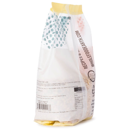 Whole Food Earth pearl barley in a 500g package, showcasing the textured grains of this natural flour and grain product.