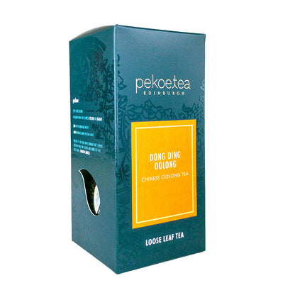 Box of Fujian Dong Ding Oolong Tea from PekoeTea Edinburgh, showcasing the tea packaging with traditional Chinese design.