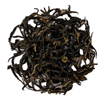 Golden Scottish grown tea leaves from Kinnettles Gold by PekoeTea Edinburgh, fresh and aromatic tea leaves on a white background.