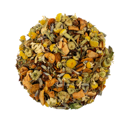 PekoeTea Edinburgh Newhaven Harbour tea leaves in a clear container, showcasing fresh, whole tea leaves for brewing.