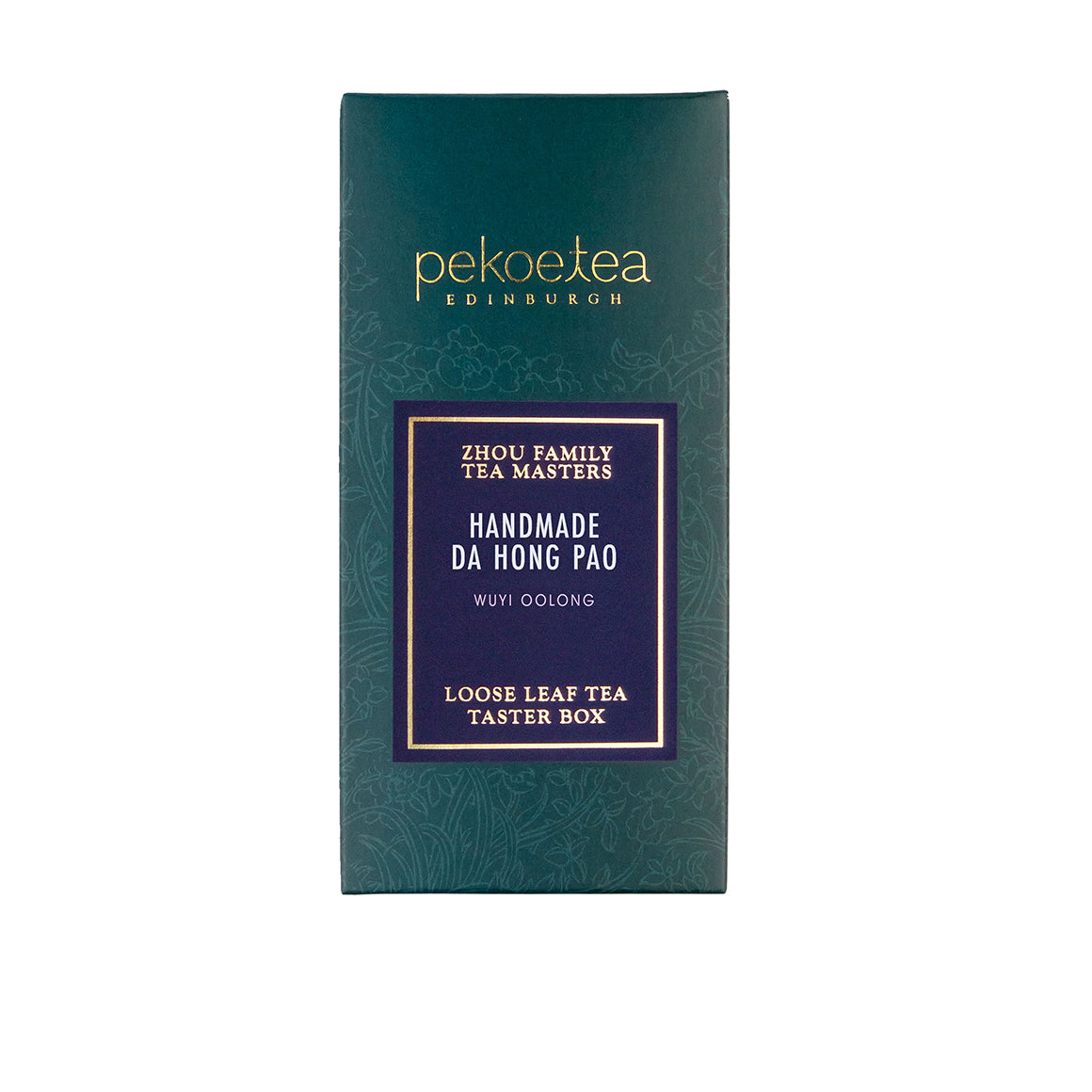 Handmade Wuyi Da Hong Pao tea leaves from PekoeTea Edinburgh, showing dark roasted oolong tea in a traditional style.