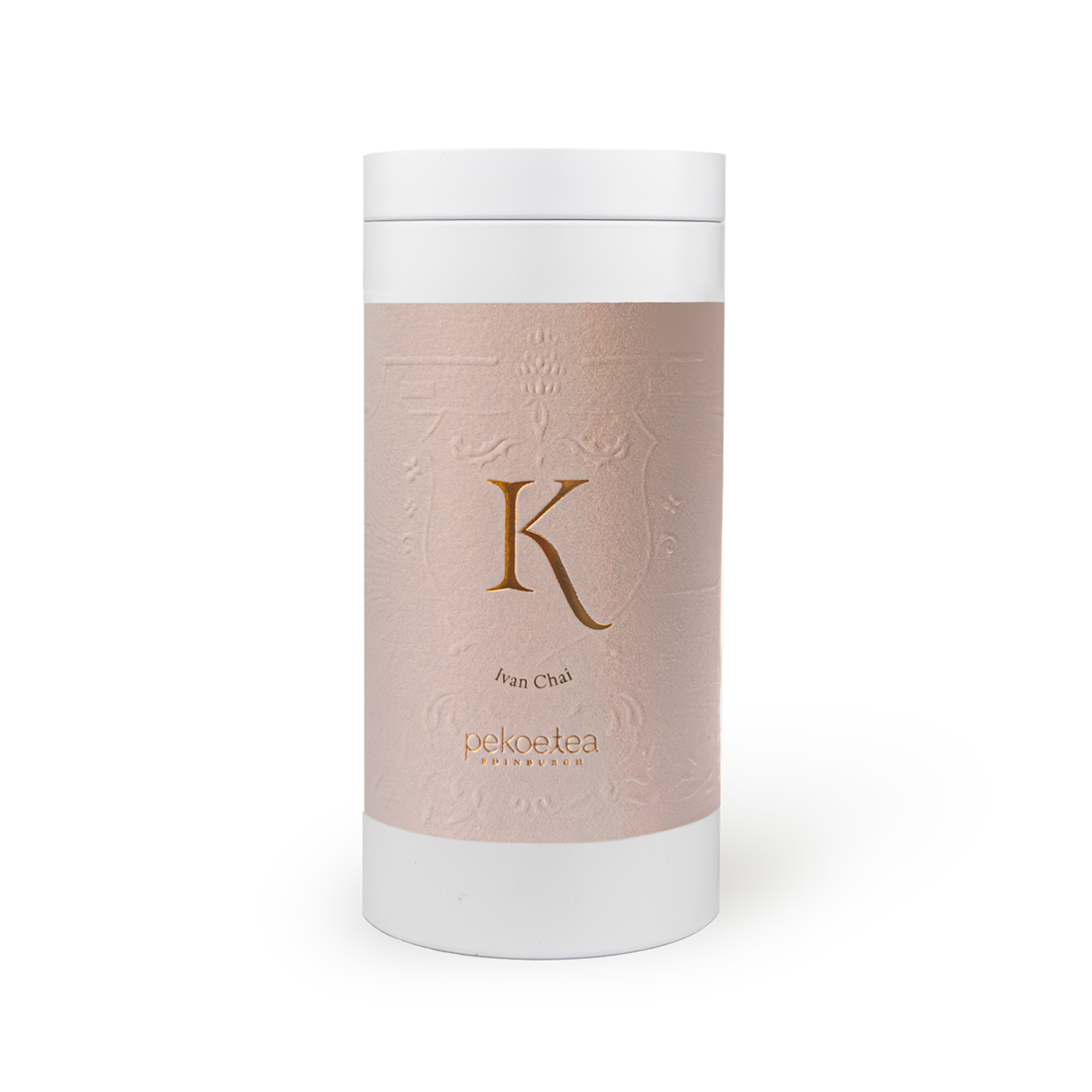 Scottish-grown Ivan Chai infusion in a PekoeTea Edinburgh caddy, showcasing the herbal tea's loose leaves and packaging.