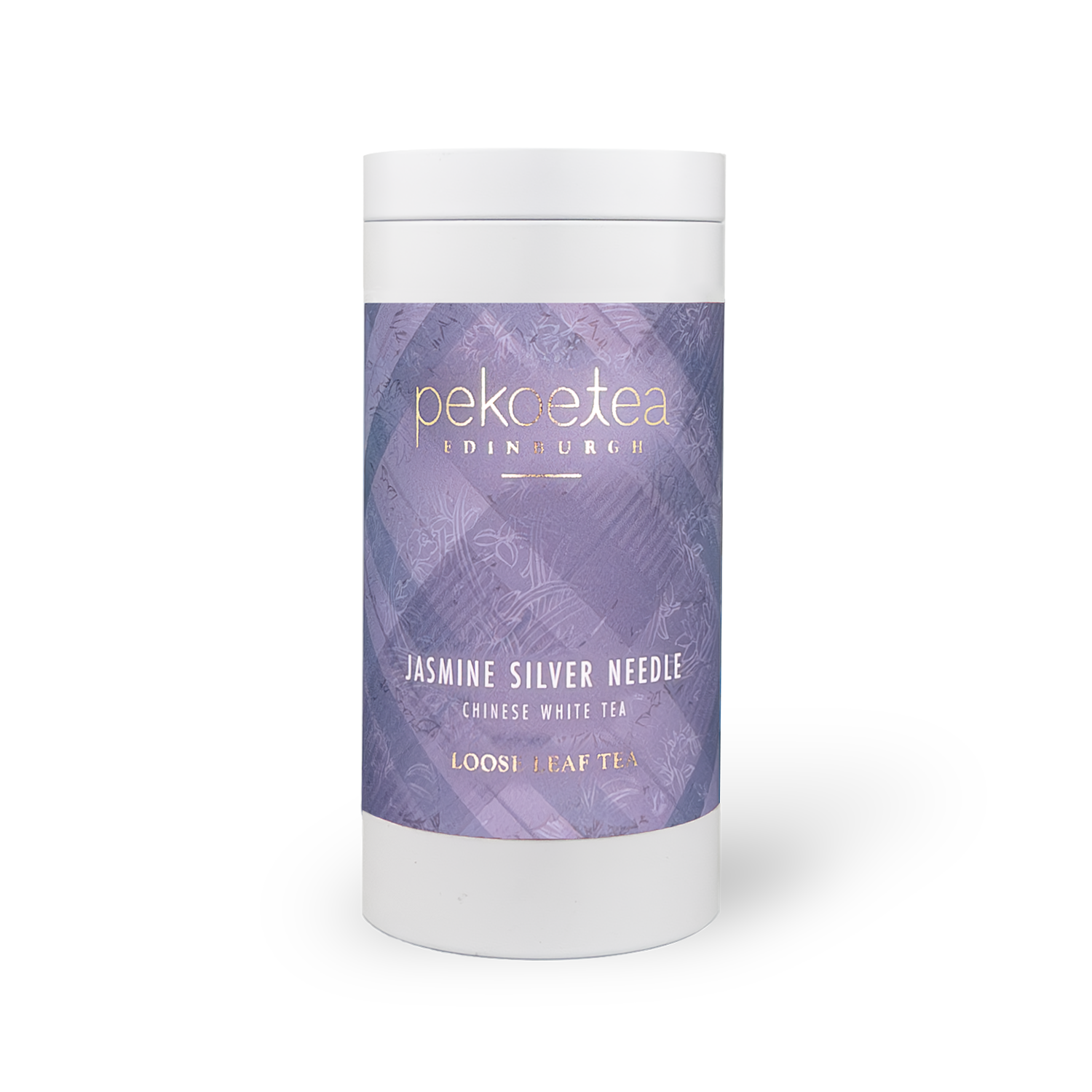 Fujian Jasmine Silver Needle White Tea in a decorative caddy, showcasing delicate white tea leaves infused with jasmine aroma.