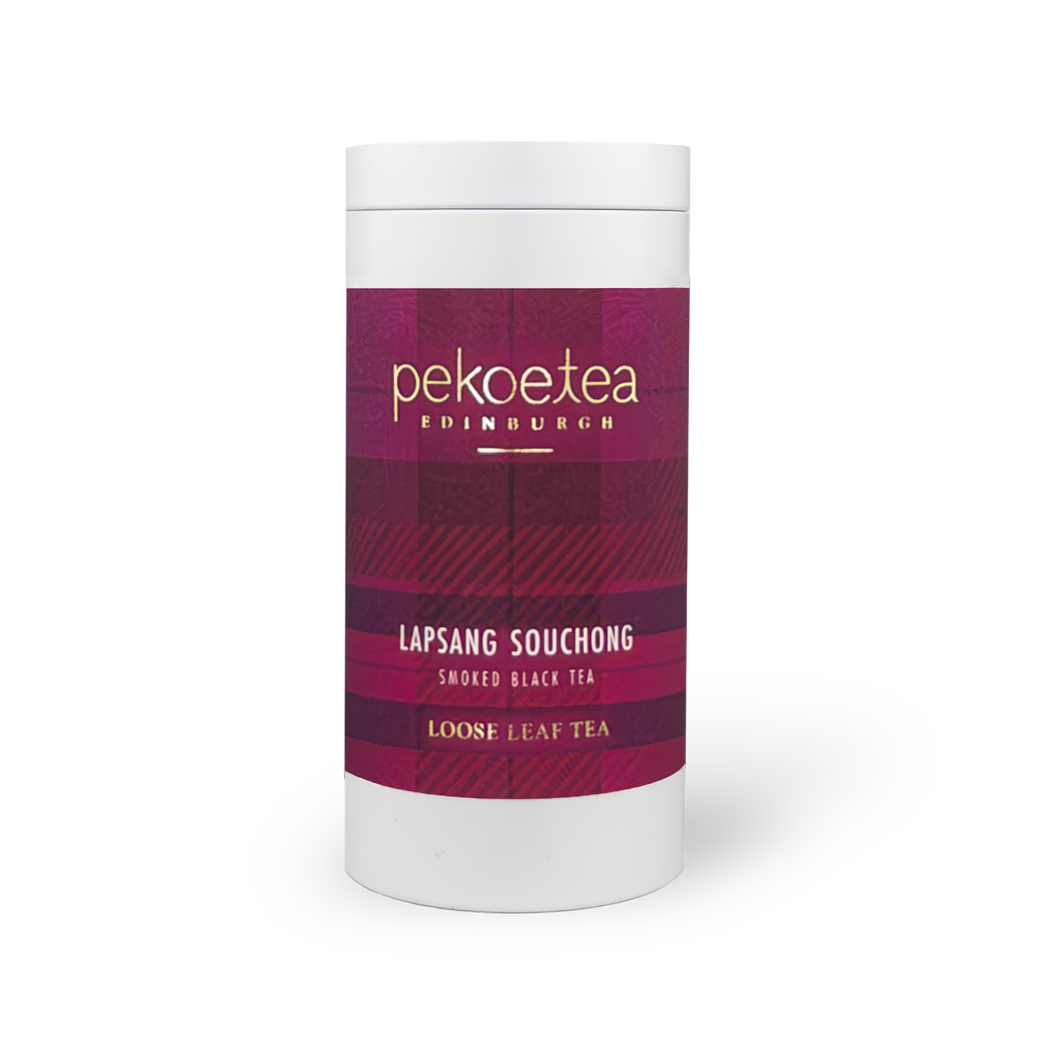 Loose leaf Lapsang Souchong tea from PekoeTea Edinburgh in a caddy, showcasing dark, smoky tea leaves.