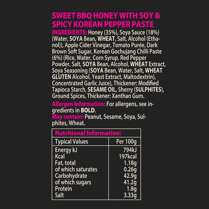 Hot Star Honey Korean BBQ sauce bottle with label and nutritional information, showcasing sweet and savory barbecue flavor.