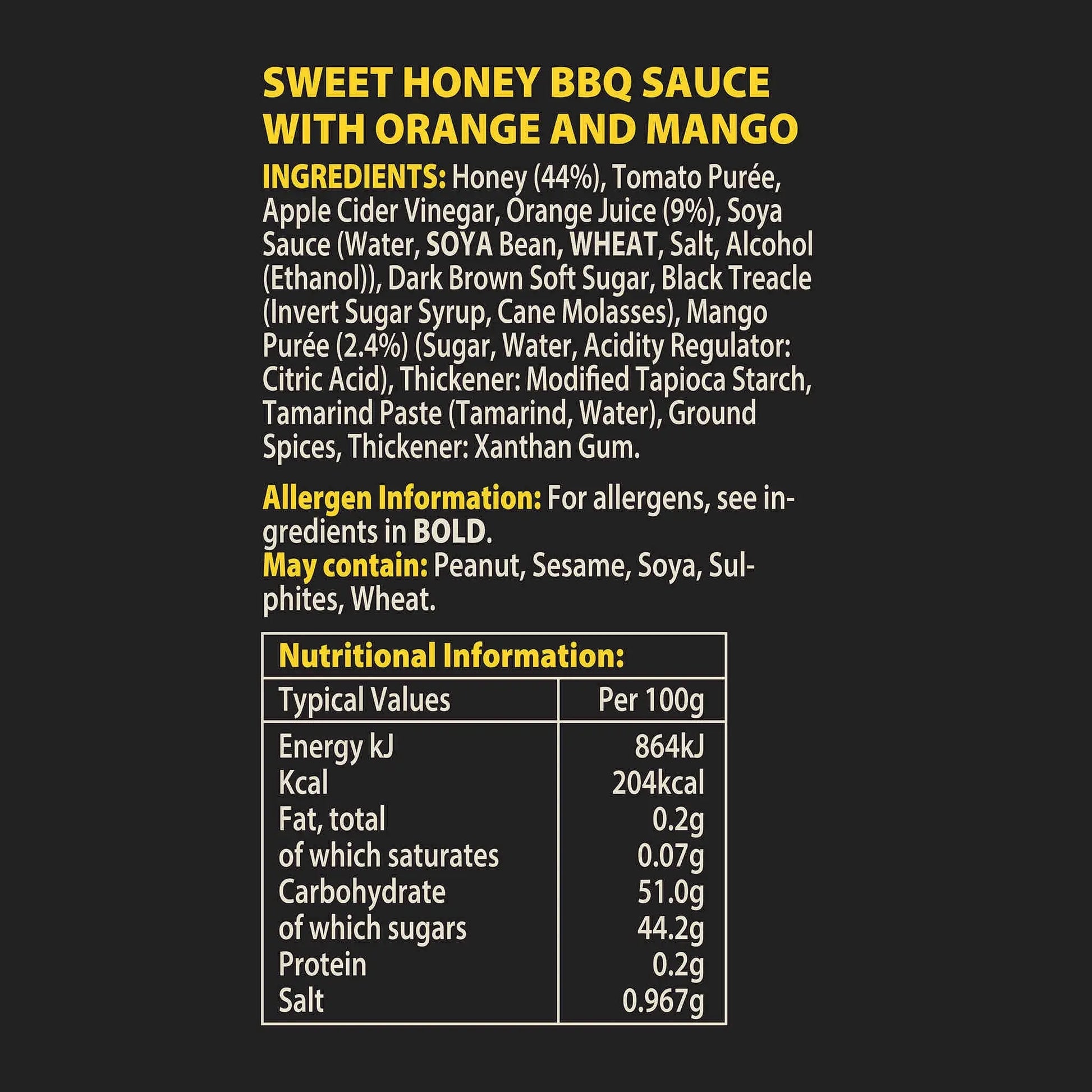Caribbean BBQ Honey Sauce by Hot Star Honey, bottle with label featuring tropical design and nutritional info.