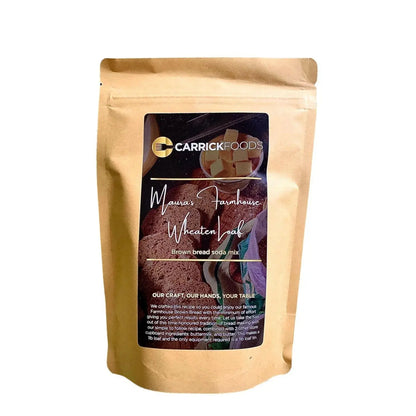 Carrick Foods Maura's Farmhouse Wheaten Loaf Bread Mix in a bag, ready for baking wholesome wheat bread at home.
