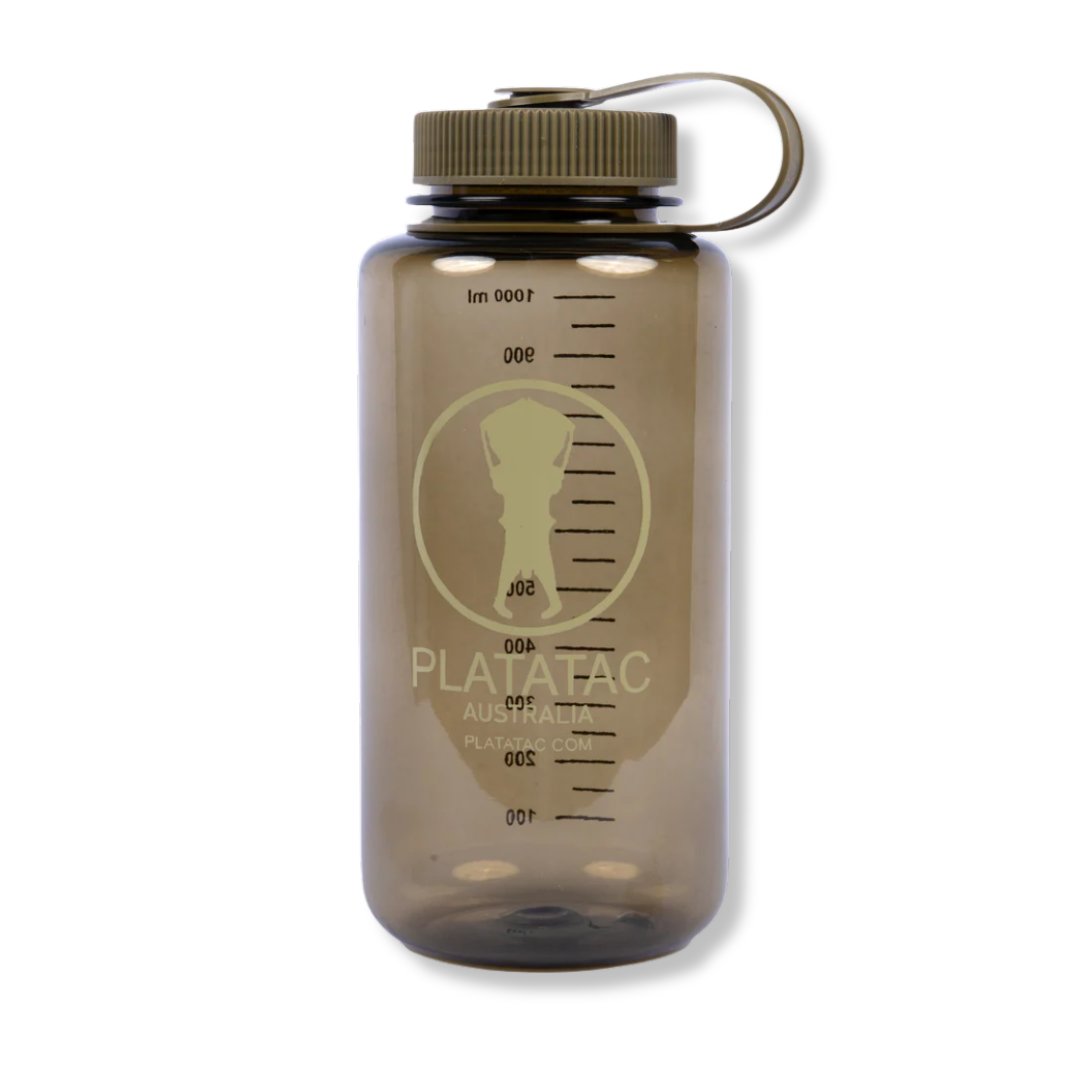 Clear 1-liter rapid fill flask from Platatac, designed for gear use, with a transparent body and secure lid by Contact Coffee Company Ltd.