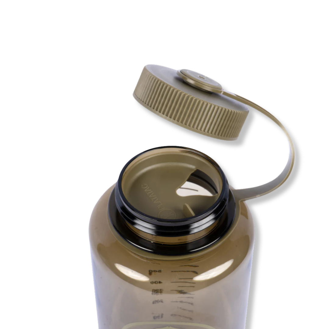 Clear 1-liter rapid fill Flask from Platatac, a durable gear item by Contact Coffee Company Ltd., shown in the image.