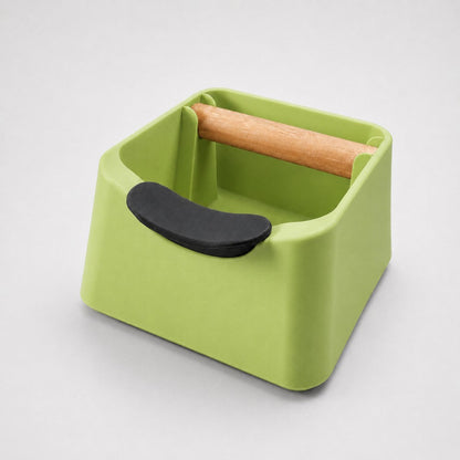 The Pod 3-in-1 Espresso Knock Box with Portafilter Stand & Oak Wood Knock Bar