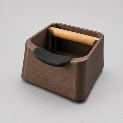 The Pod 3-in-1 Espresso Knock Box with Portafilter Stand & Oak Wood Knock Bar