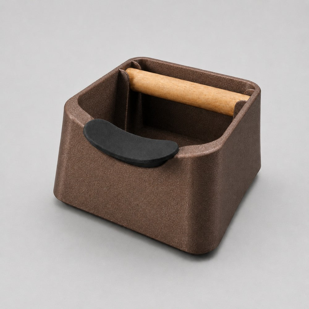 KNOCDIC® The Pod coffee knock box in galaxy brown with a sturdy metal drum and rubber base for easy coffee puck disposal.