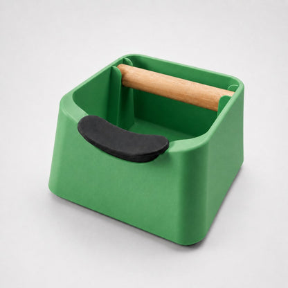 The Pod 3-in-1 Espresso Knock Box with Portafilter Stand & Oak Wood Knock Bar