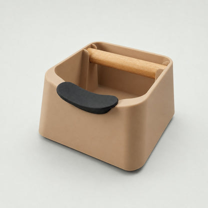 The Pod 3-in-1 Espresso Knock Box with Portafilter Stand & Oak Wood Knock Bar