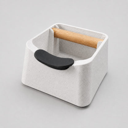 The Pod 3-in-1 Espresso Knock Box with Portafilter Stand & Oak Wood Knock Bar