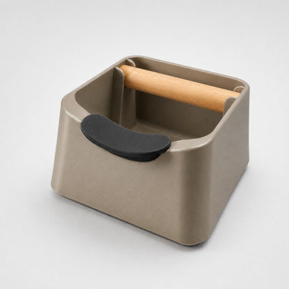 The Pod 3-in-1 Espresso Knock Box with Portafilter Stand & Oak Wood Knock Bar