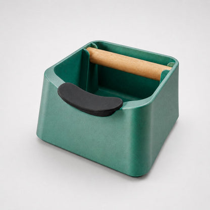 The Pod 3-in-1 Espresso Knock Box with Portafilter Stand & Oak Wood Knock Bar