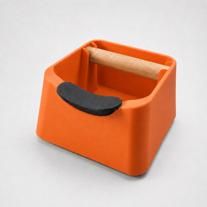 The Pod 3-in-1 Espresso Knock Box with Portafilter Stand & Oak Wood Knock Bar
