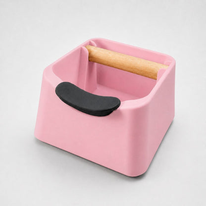 The Pod 3-in-1 Espresso Knock Box with Portafilter Stand & Oak Wood Knock Bar