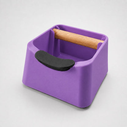 The Pod 3-in-1 Espresso Knock Box with Portafilter Stand & Oak Wood Knock Bar