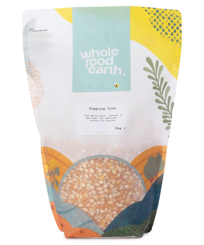 Whole Food Earth popping corn in a 2kg bag, perfect for making fresh popcorn, from the flours and grains category.