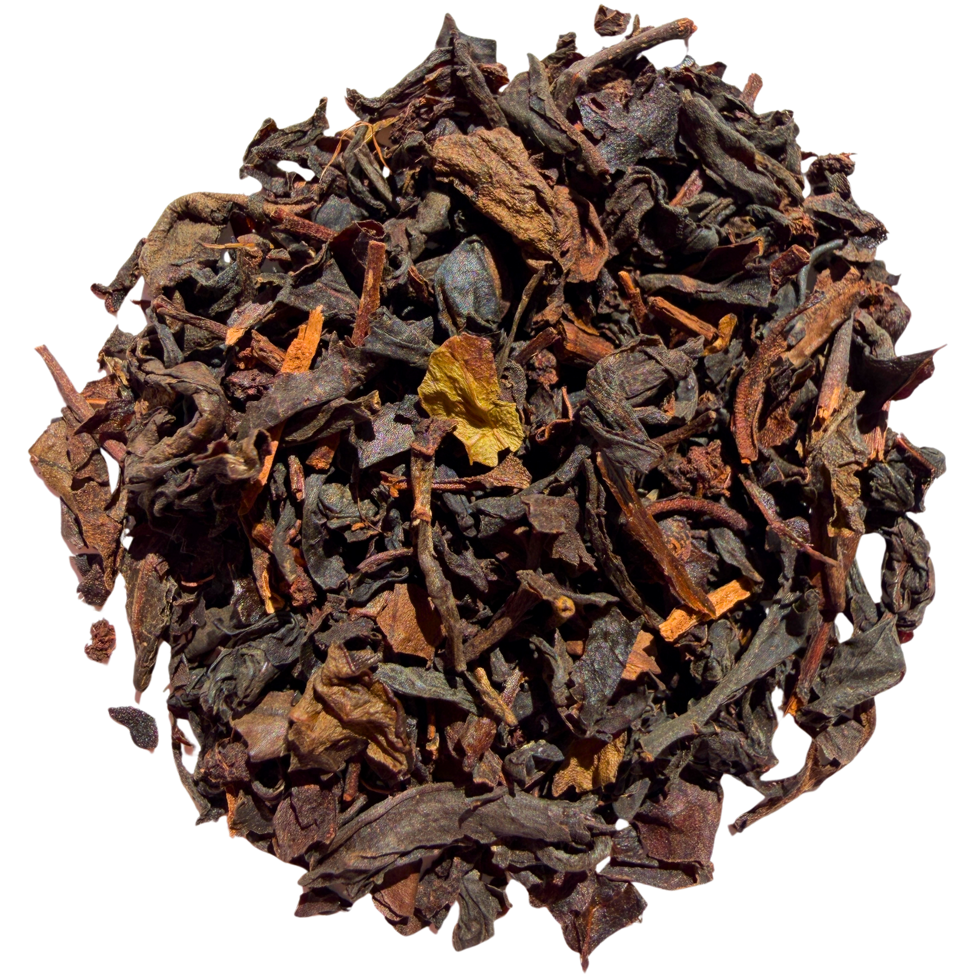 Loose leaf Formosa Oolong tea by Porter Hill Tea Company, showcasing twisted dark leaves and hints of green in a clear container.