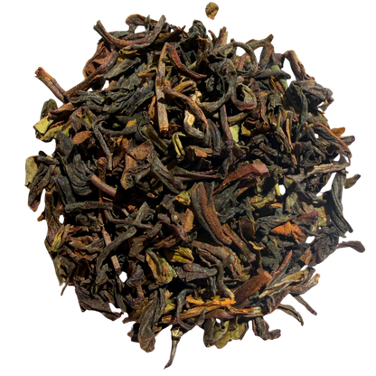 Loose leaf Margaret's Hope Darjeeling 2nd Flush TGFOP black tea from Porter Hill Tea Company, showcasing golden tips and rich leaves.