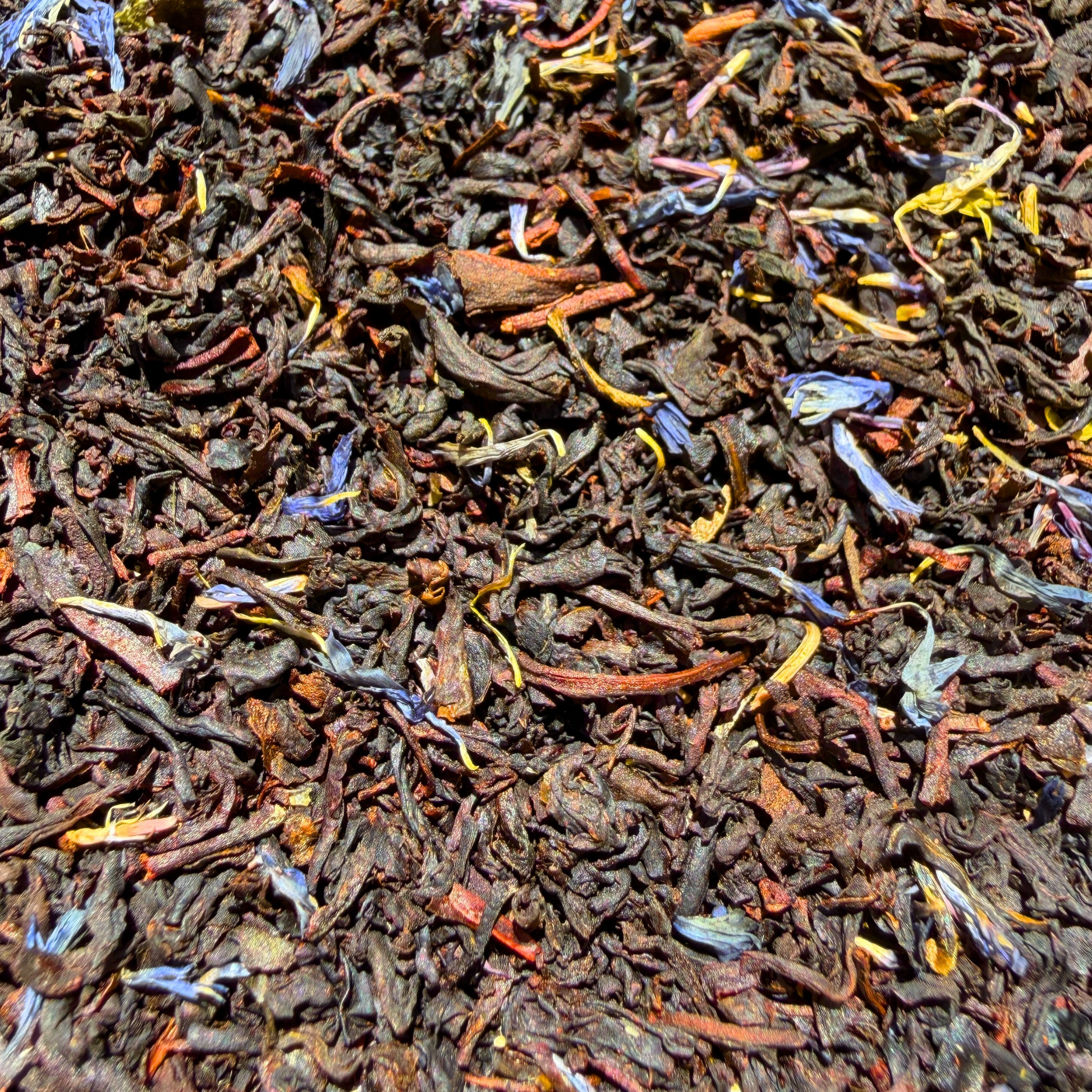 Loose leaf Classic Earl Grey black tea from Porter Hill Tea Company, showing natural tea leaves in a clear container.