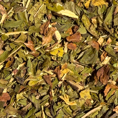 Loose leaf Liquorice and Peppermint Fruit & Herbal Tea by Porter Hill Tea Company in a natural, aromatic blend.