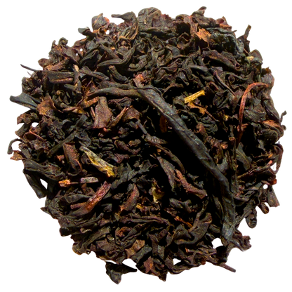 Loose leaf Lychee Congou Black Tea from Porter Hill Tea Company, showcasing dark tea leaves with a hint of lychee aroma.