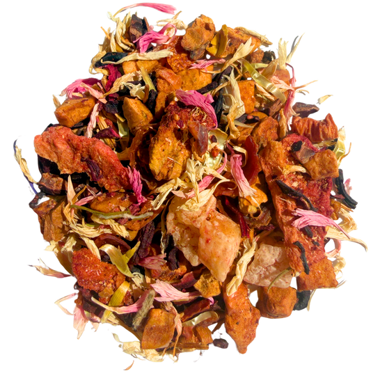 Loose leaf Strawberry Chocolate herbal tea by Porter Hill Tea Company, featuring vibrant red strawberries and rich chocolate notes.