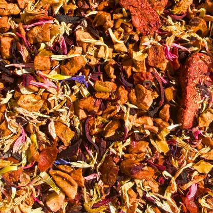 Loose leaf Strawberry Chocolate fruit and herbal tea blend by Porter Hill Tea Company with fresh strawberries and rich chocolate notes.