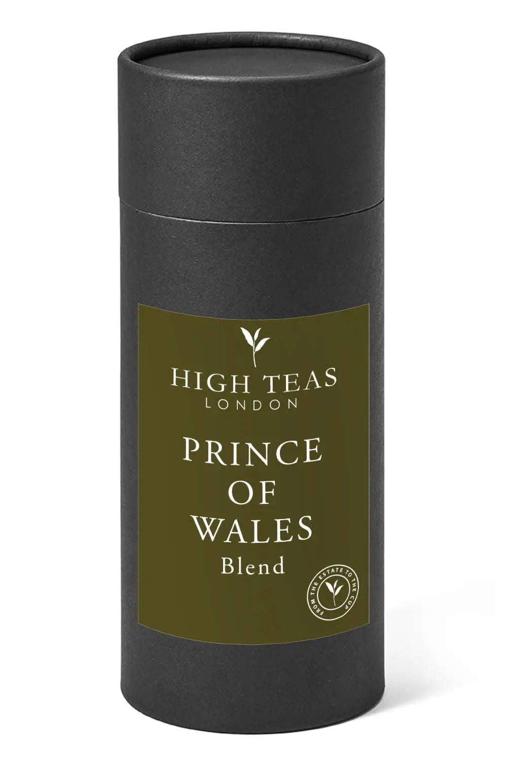 Loose leaf Prince of Wales tea by High Teas in a 150g package, showcasing dark tea leaves with a rich, aromatic appearance.