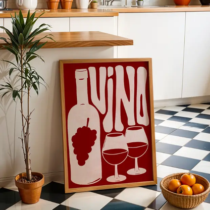 Funky Vino artwork printed as giclee on high-quality FSC-certified 230gsm archival matte paper, by Glassware UK.