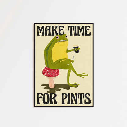 Print of "Make Time For Pints" artwork on high-quality FSC-certified archival matte paper by Glassware UK.
